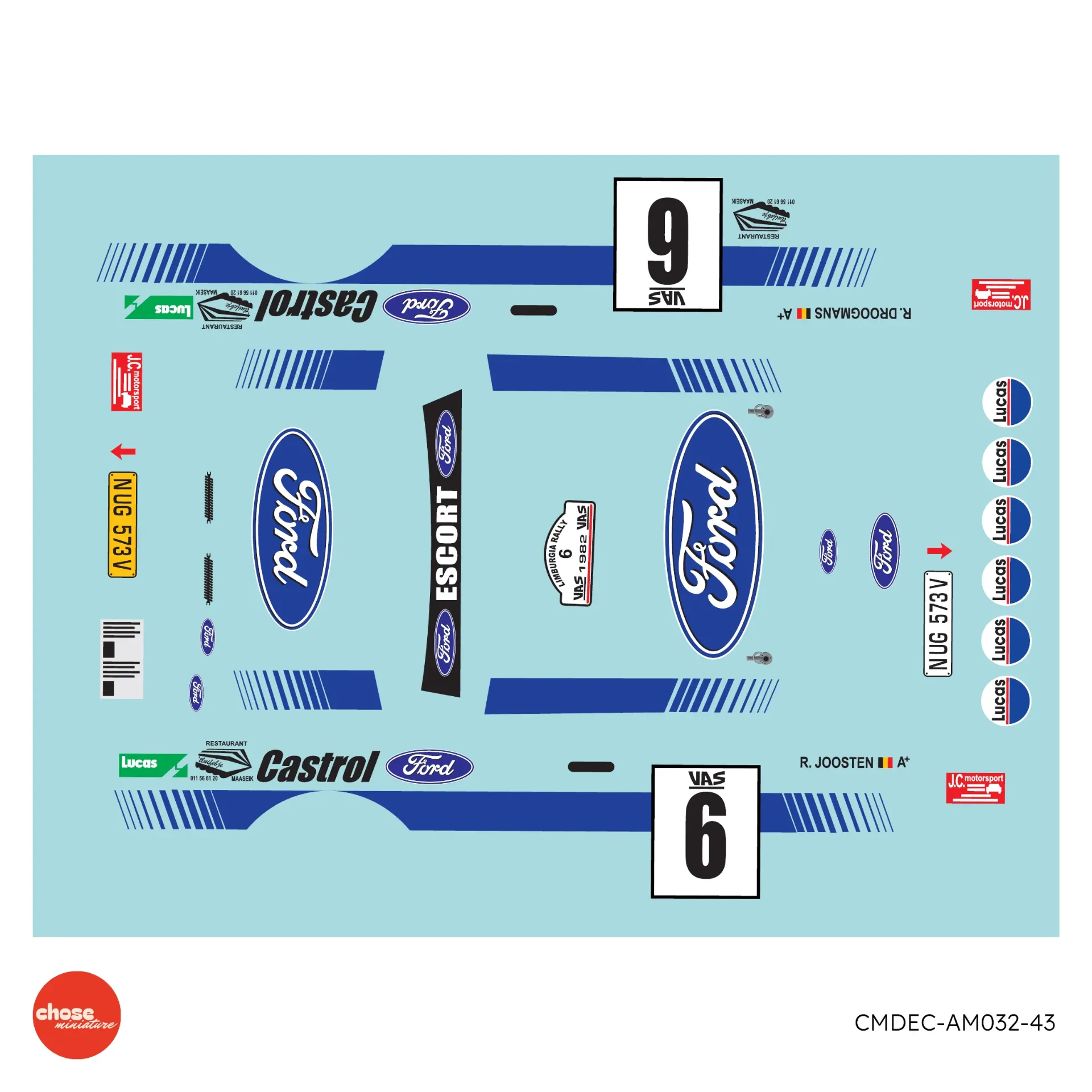 [CMDEC-AM032-43] Ford Escort MKII #6 - Cup n°57 Limburgia Rally 1982 - R. Droogmans - R. Joosten