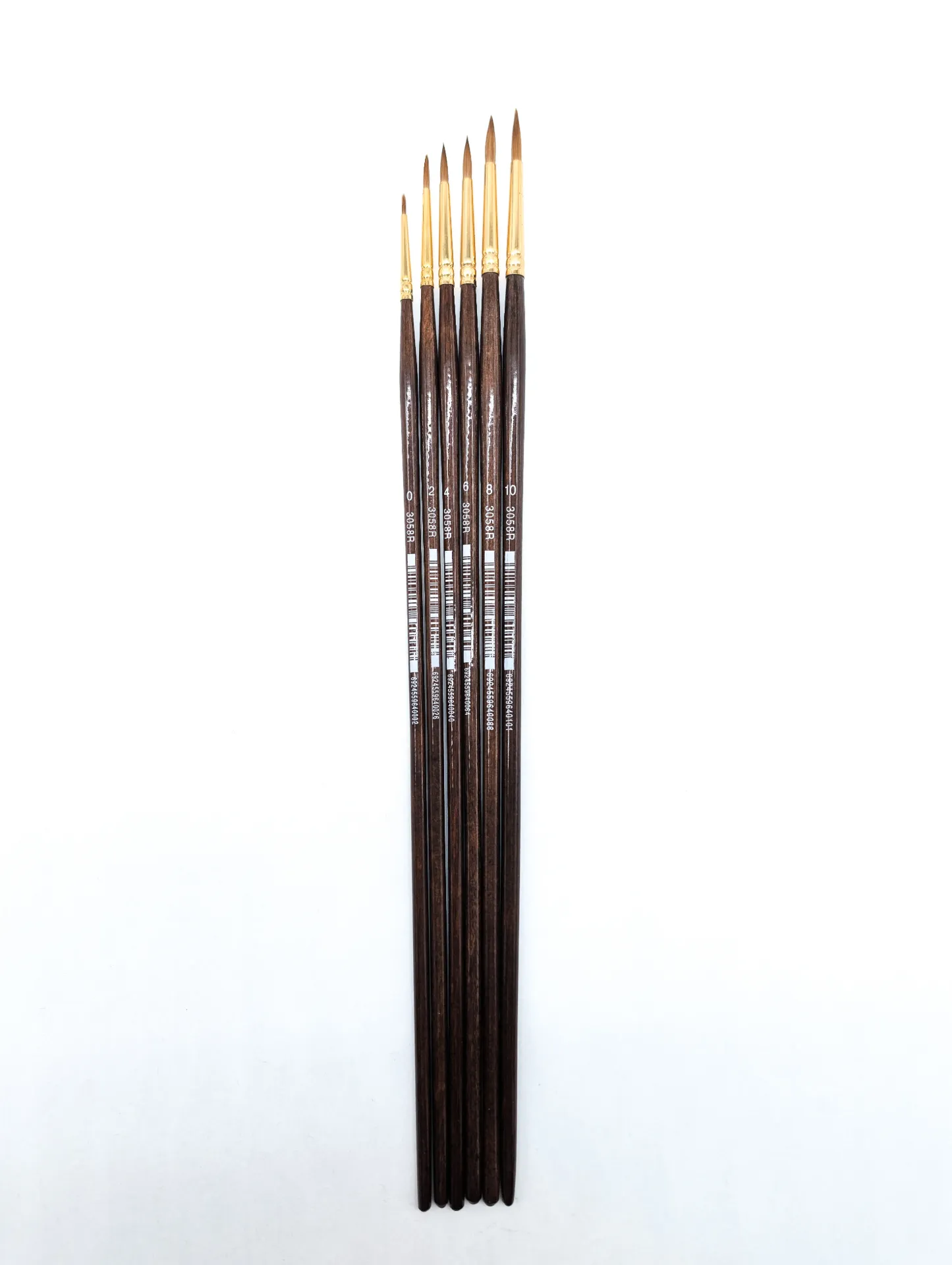 Set de 6 pinceaux ronds pointus de précision (tailles 0-2-4-6-8-10)